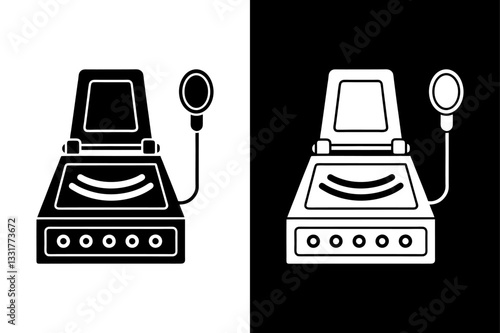 Minimalist Ultrasonic Device Icon High-Quality Black & White Vector.