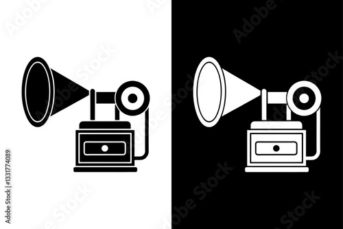 Minimalist Ultrasonic Device Icon High-Quality Black & White Vector.