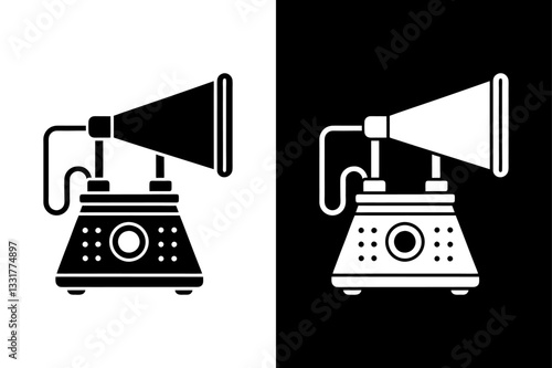 Ultrasonic Device Silhouette Vector Icon Black and White Design.