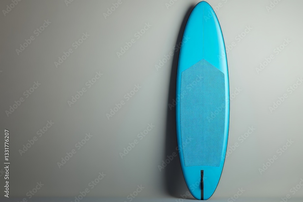 Bright Blue Paddleboard on Gray Bright Blue Paddleboard on Gray