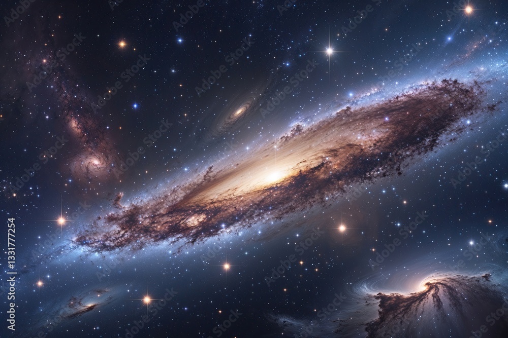 Obraz premium Stunning Universe Panorama Exploring Stars and Nebulae in an Ethereal Galaxy