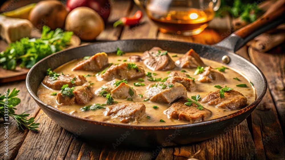 Creamy Mushroom & Meat Pan Sauce Landscape Photography Creamy Mushroom & Meat Pan Sauce Landscape Photography