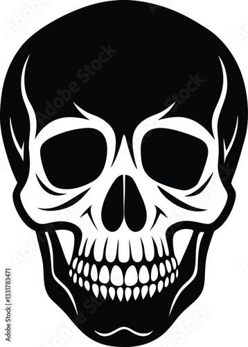 A skull with a skull and a black background with blotches