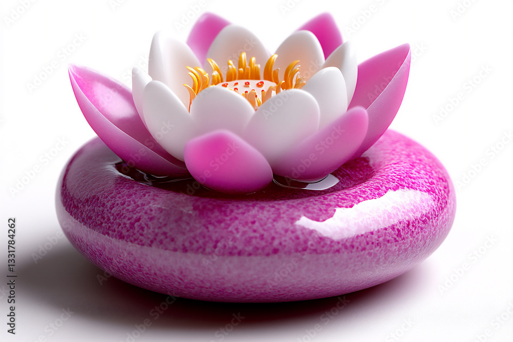 white background with a lotus flower and water ripples in the center, white background with a lotus flower and water ripples in the center,