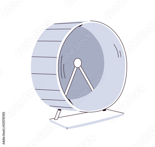 Hamster wheel. Circle cycle, running exercising pets toy. Rodents accessory, round track for rat race, endless movement, perpetual motion. Flat vector illustration isolated on white background