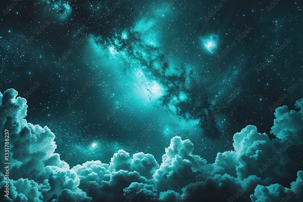 Fototapeta premium Mesmerizing Teal Galaxy Background with Futuristic Sci-Fi Aesthetic
