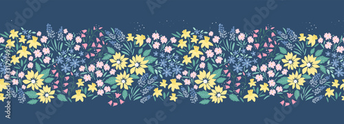 Lovely hand drawn floral seamless pattern, cute doodle flowers great for textiles, wrapping, banners, cloth, surface - vector design