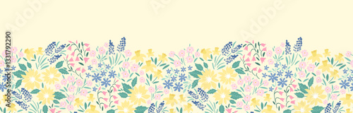 Lovely hand drawn floral seamless pattern, cute doodle flowers great for textiles, wrapping, banners, cloth, surface - vector design