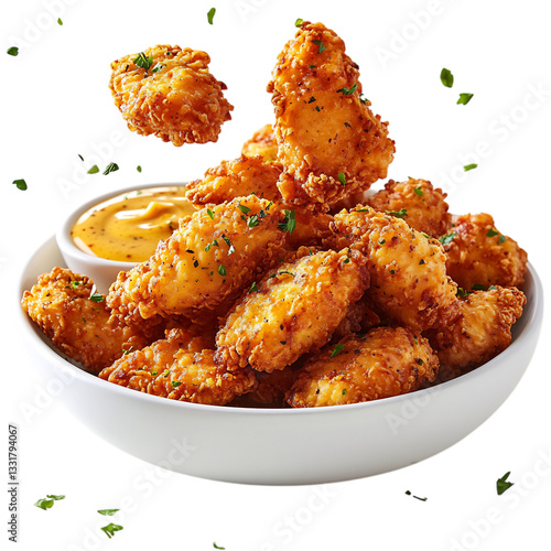A Delicious Crispy Chicken Tenders Platter with Honey Isolated on Transparent Background
