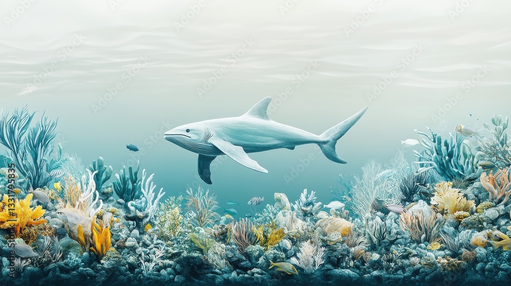 Fototapeta premium Marine life safeguarding initiatives improving ocean health and mitigating overfishing, symbolizing aquatic conservation