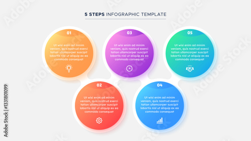Five 5 Steps Options Business Infographic Modern Design Template