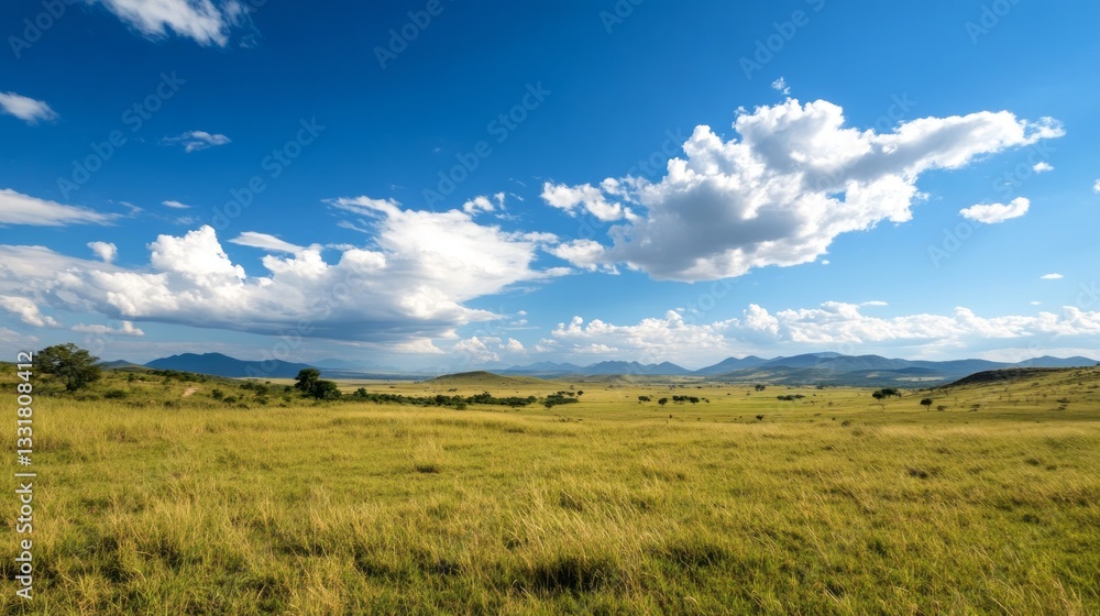 a vast open grassland landscape under a clear blue sky. a vast open grassland landscape under a clear blue sky.