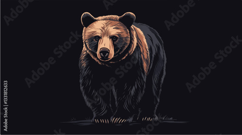 Brown bear illustration. Bear. Wild animal.