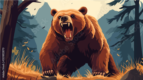 Brown bear illustration. Bear. Wild animal.