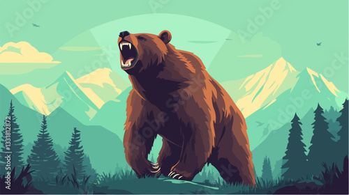 Brown bear illustration. Bear. Wild animal.