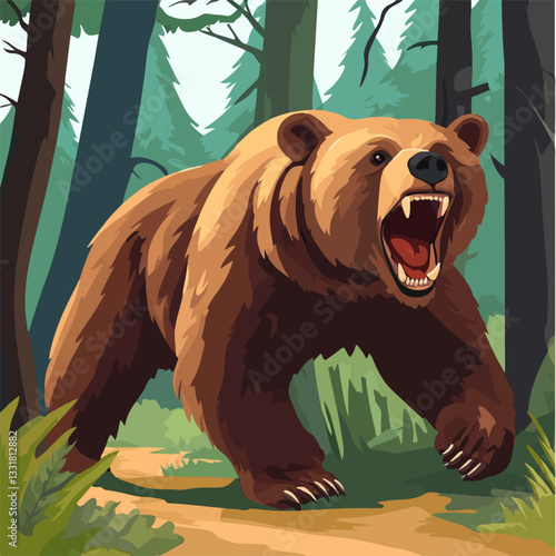 Brown bear illustration. Bear. Wild animal.