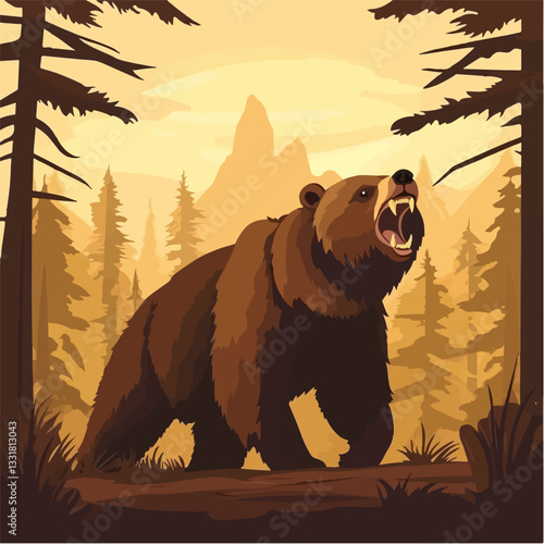 Brown bear illustration. Bear. Wild animal.