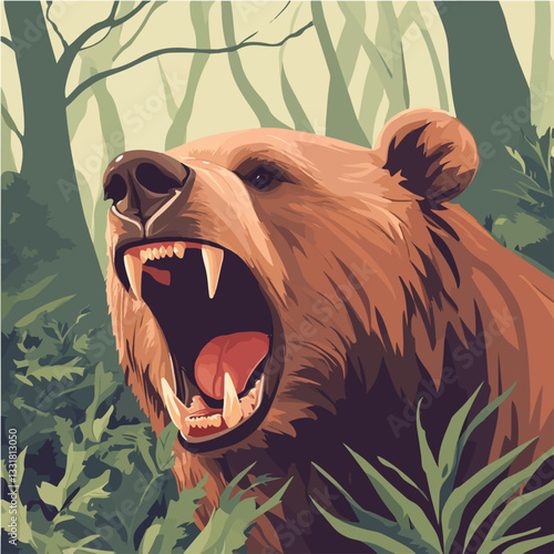 Brown bear illustration. Bear. Wild animal.
