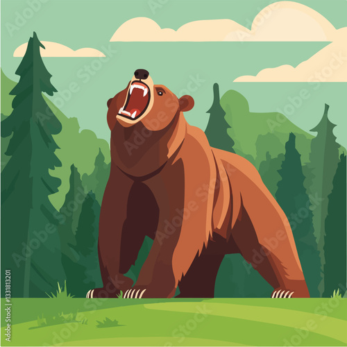 Brown bear illustration. Bear. Wild animal.