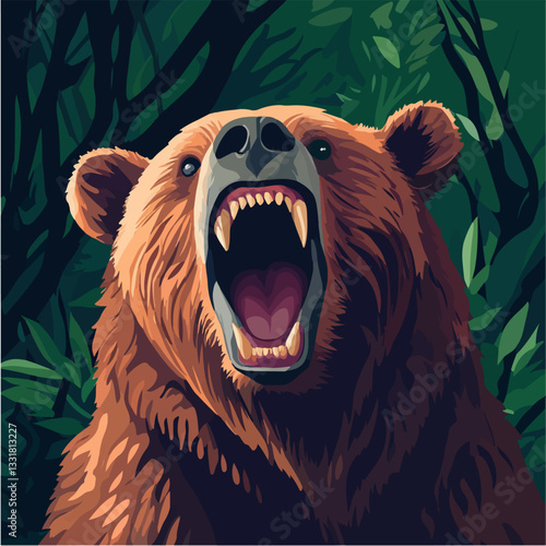 Brown bear illustration. Bear. Wild animal.