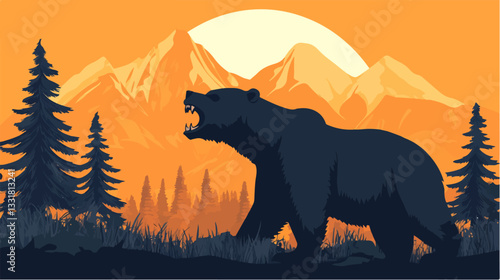 Brown bear illustration. Bear. Wild animal.