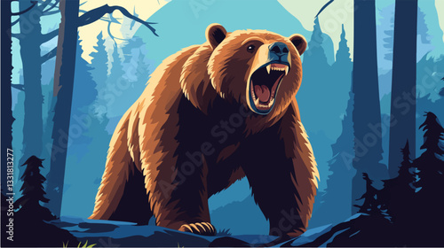 Brown bear illustration. Bear. Wild animal.