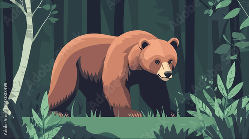 Brown bear illustration. Bear. Wild animal.