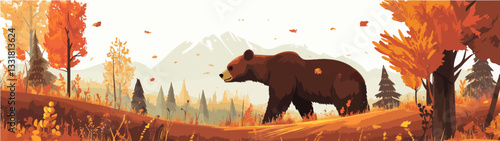 Brown bear illustration. Bear. Wild animal.