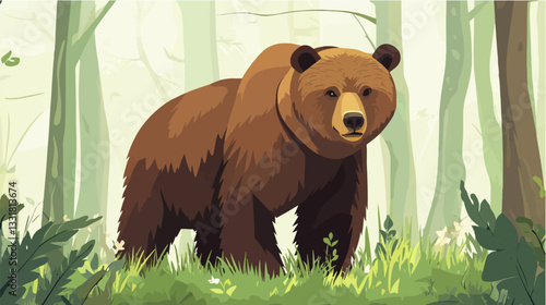 Brown bear illustration. Bear. Wild animal.