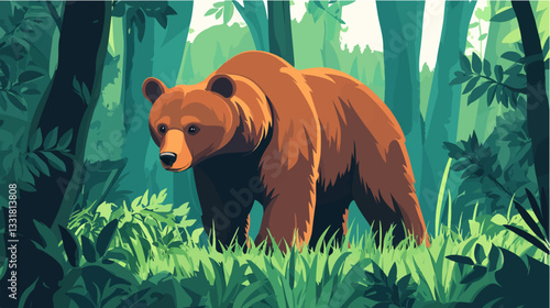 Brown bear illustration. Bear. Wild animal.