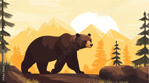 Brown bear illustration. Bear. Wild animal.