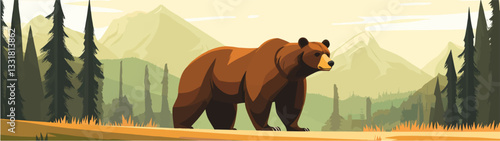 Brown bear illustration. Bear. Wild animal.
