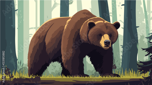 Brown bear illustration. Bear. Wild animal.