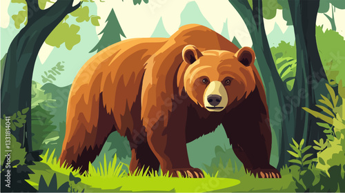 Brown bear illustration. Bear. Wild animal.