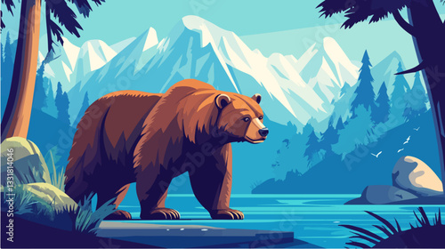 Brown bear illustration. Bear. Wild animal.