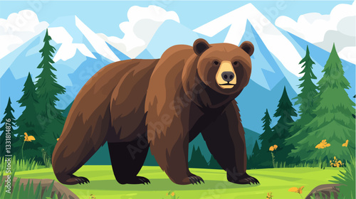 Brown bear illustration. Bear. Wild animal.