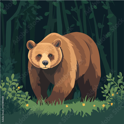 Brown bear illustration. Bear. Wild animal.