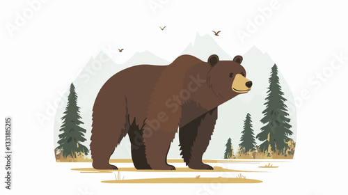 Brown bear illustration. Bear. Wild animal.