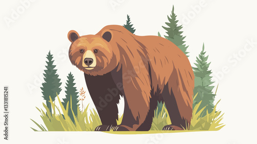 Brown bear illustration. Bear. Wild animal.