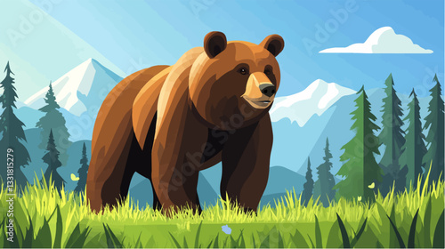 Brown bear illustration. Bear. Wild animal.