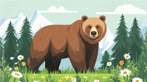 Brown bear illustration. Bear. Wild animal.