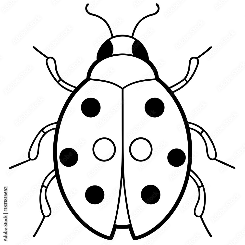 Fototapeta premium Simple Line Art Ladybug Vector