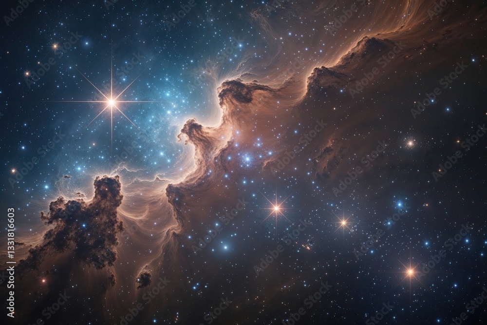 Fototapeta premium Enchanting Nebula with Glimmering Stars in the Depths of Space