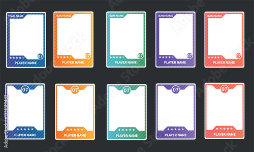 Game sports card template. A set of trading frames for football, basketball and hockey players.Sports trading card templates.