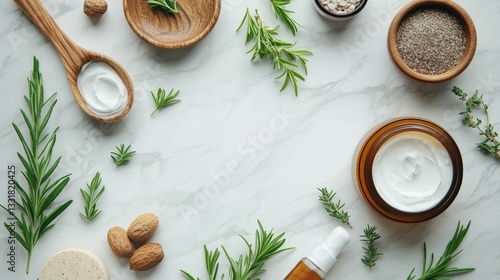 Wallpaper Mural An array of natural ingredients featuring rosemary and oil beautifully laid out in a flat lay style Torontodigital.ca