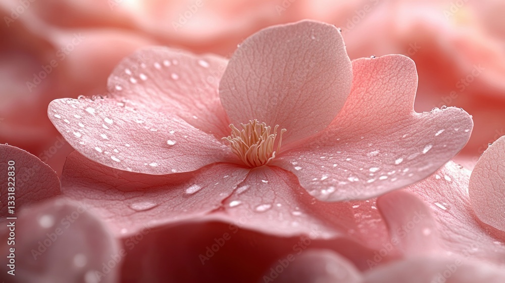 Fototapeta premium Delicate Pink Petal Macro Closeup on Soft White Background