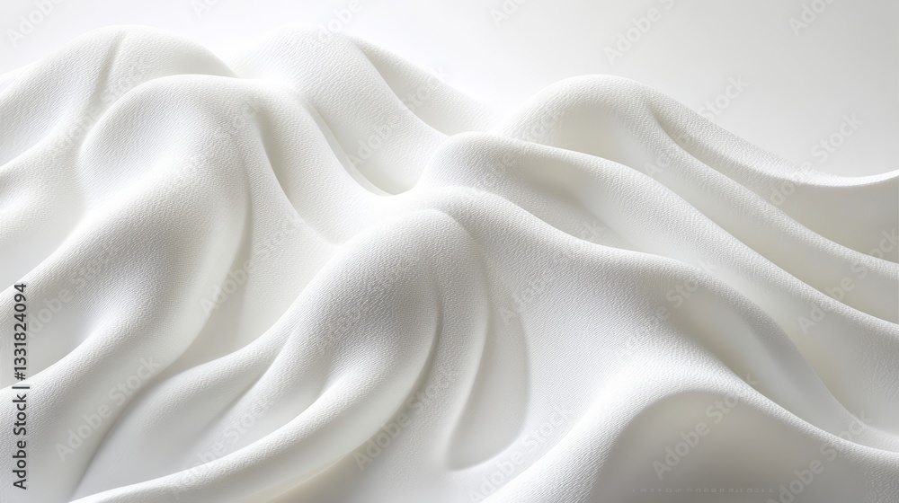 Obraz premium Flowing Fabric Waves in Pristine White A Macro Photography Study of Texture and Smoothness