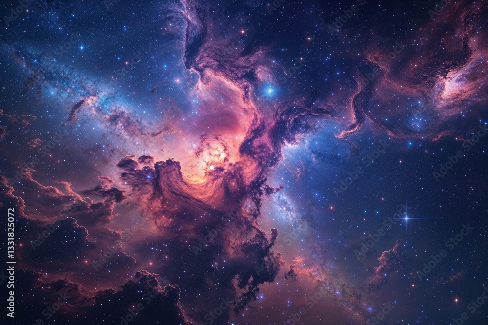 Fototapeta premium Endless Galactic Night Sky with Bright Stars and Cosmic Imagery