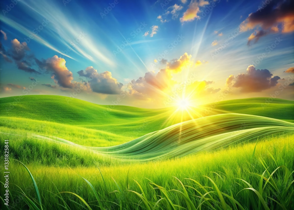 Panoramic Abstract Grassland Background - Lush Green Nature Texture Panoramic Abstract Grassland Background - Lush Green Nature Texture