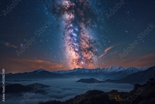 Breathtaking View of the Milky Way Galaxy in Space Illuminated by Starlight